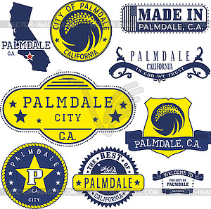 Generic stamps and signs of Palmdale, CA - vector image