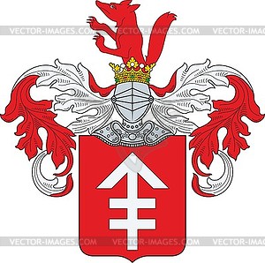 Польский фамильный герб Лис - векторное изображение клипарта