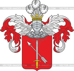 Polish family coat of arms Przestrzał - vector image