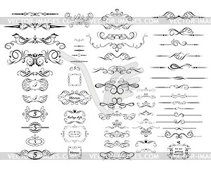 Collection of vintage rulers and dividers - white & black vector clipart