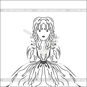 Силуэт Фея Принцесса характер с длинными локонами - стоковый векторный клипарт