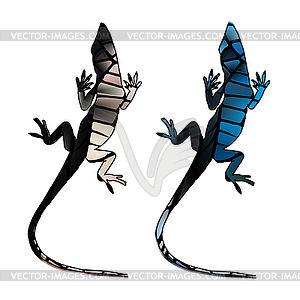 Lizard figurine in form of glowing stained glass - vector image