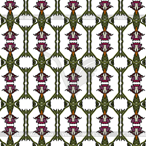 Village floral folk pattern of interwoven flowers - vector clipart