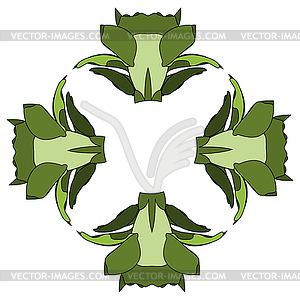 Village floral folk pattern of interwoven flowers - vector image