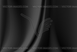 Satin black silk curtain with delicate folds. - vector image