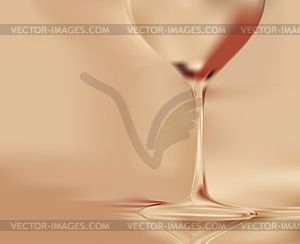 On gold blurred background stands tall wineglass - vector clipart