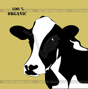 Abstract portrait of big cow. Black and white - vector image