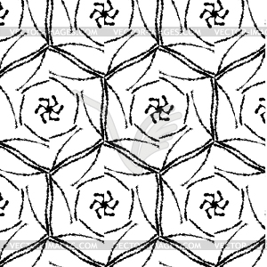 Primitive geometria sacra retro pattern with lines - vector image