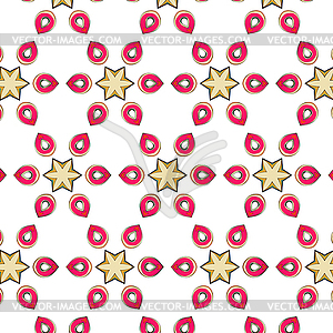 Bright pattern in style of fifties red, orange and - vector image