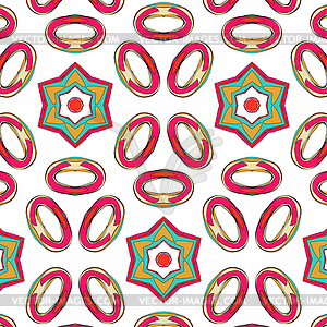 Bright pattern in style of fifties red, orange and - vector image