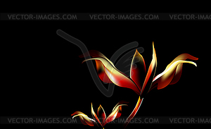 Precious Golden flower in hour of dawn. Lily - vector image