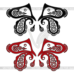 Примитивный абстрактные бабочки Пейсли. задавать - изображение в векторном формате
