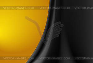 Satin black silk curtain with gold folds. Abstract - vector image