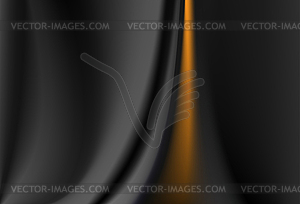 Satin black silk curtain with gold folds. Abstract - vector clip art