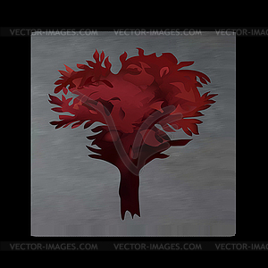 Vintage mystical tree in scarlet colors. Burgundy - vector clipart / vector image