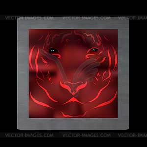 Vintage mystical tiger in scarlet colors. Burgundy - vector image