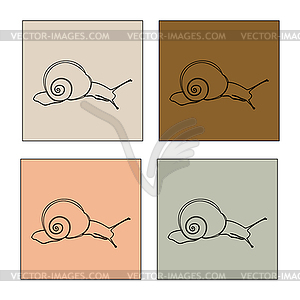 Abstract , black and white silhouette of snail - vector image
