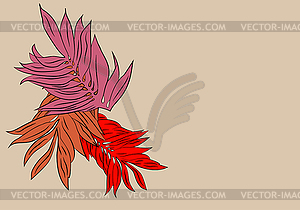 Autumn romantic pattern of leaves red and orange - vector image