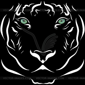 Realistic tiger head image black and white with - vector clip art