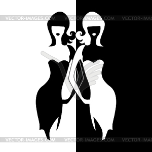 Silhouette girl model sheath dress - stock vector clipart