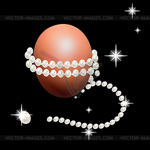 Precious string of pearls around Easter eggs. - vector clipart