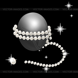 Precious string of pearls around Easter eggs. - vector clip art