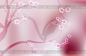 Pink cherry blossom sakura flowers in Japanese style - vector image