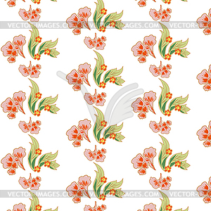 Fabulous flowers with bright red berries. Japanese - vector image