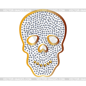 Golden skull with jewels and diamonds as pendant an - vector image