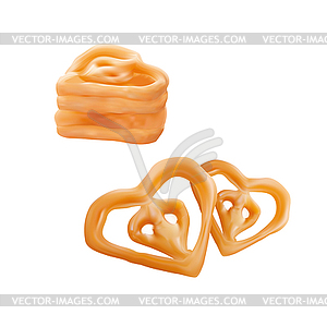 Sweet dessert sticks, brittle biscuits angel wings - vector clipart