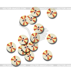 Abstract pattern with brown and gold buttons. - color vector clipart