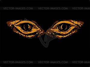 Terrible horrible eyes fantastic animal or bird. - vector clipart