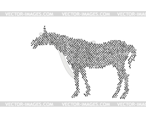 Черный силуэт лошади. белый фон - векторизованное изображение