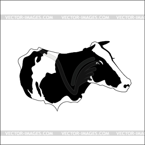 Abstract portrait of big cow. Black and white - vector clipart