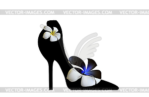 Black elegant high-heeled shoes. Fantasy of high - vector image
