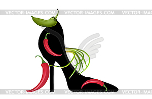 Black elegant high-heeled shoes. Fantasy of high - vector clipart