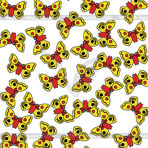 Abstract pattern with gold butterflies. Butterfly - vector image