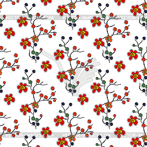 Fun colourful flower in seamless pattern for baby - vector clipart