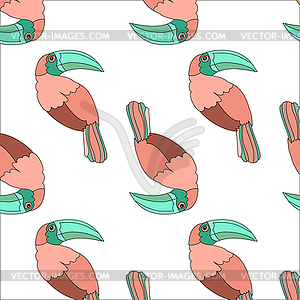 Romantic floral background. cartoon Rainbow Toucan - vector clipart