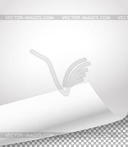 Пустые листы бумаги с изгибом на угловой - изображение в векторе