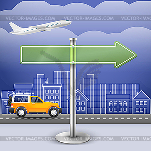 Blank glass arrow board. City trafic . Template for - vector clipart