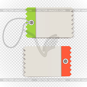 Checkered shopping tag with rope on transparent - vector clip art