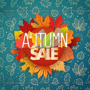 Autumn sale composition. Autumn card template - vector clipart