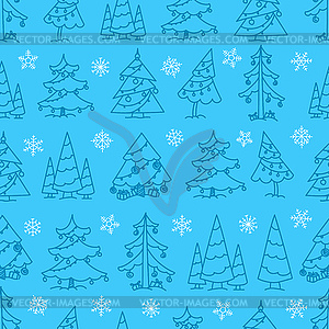 Winter forest seamless pattern. Merry Christmas - vector clip art