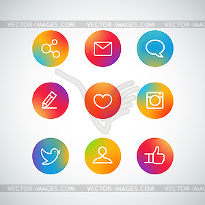 Different web color icons set. Social media - color vector clipart