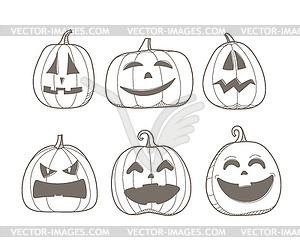 Different pumpkins silhouettes set - vector clipart / vector image