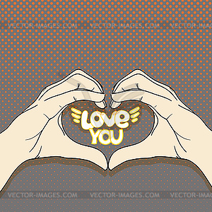 Human hands with heart sign. Love concept - vector clip art