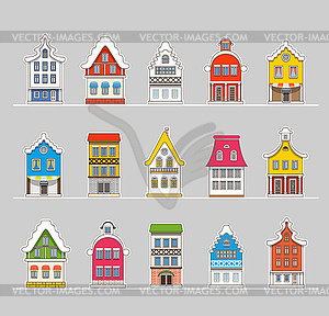 Colorful traditional Amsterdam vintage houses set - royalty-free vector image