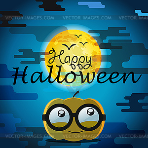 Halloween greeting card with pumpkin. Happy - vector clipart