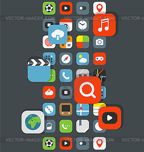 Different color icons of different apps - vector image